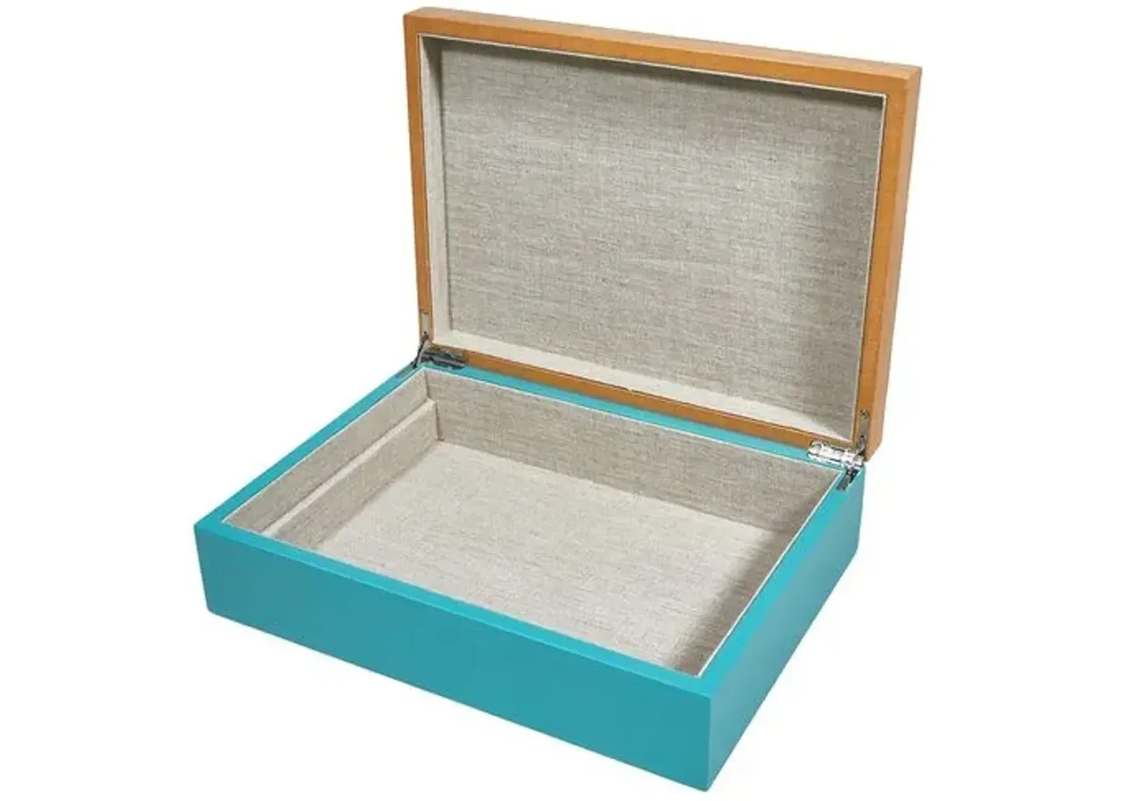 Two-Tone Wood Box - Turquoise - Brown