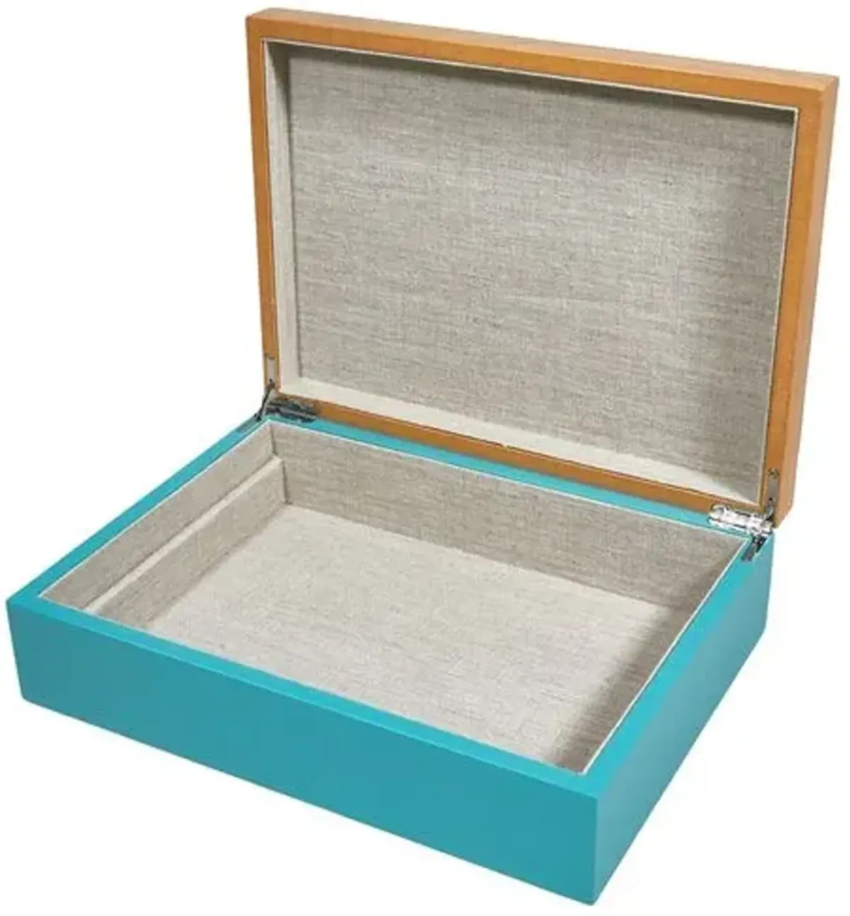 Two-Tone Wood Box - Turquoise - Brown