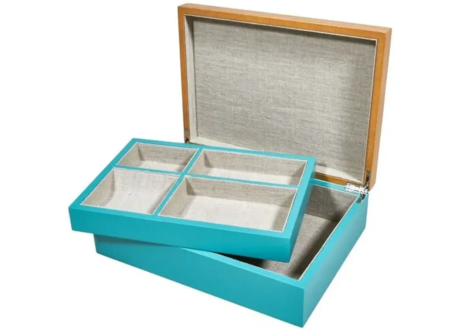 Two-Tone Jewelry Box - Turquoise - Brown