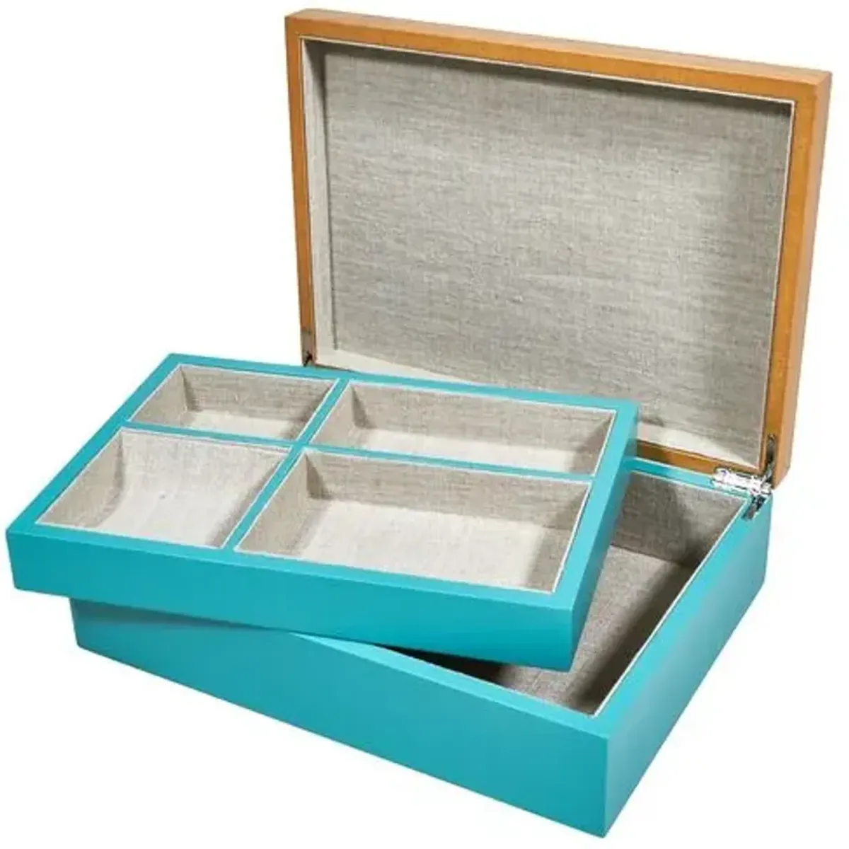 Two-Tone Jewelry Box - Turquoise - Brown