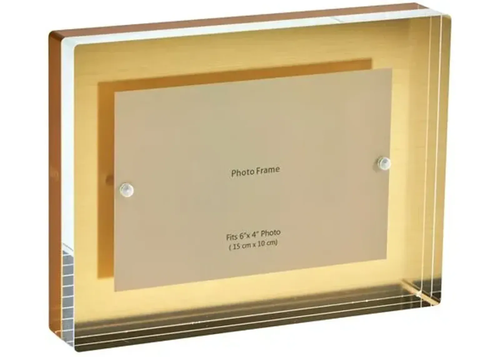 Lucite Floating Block Picture Frame - Gold