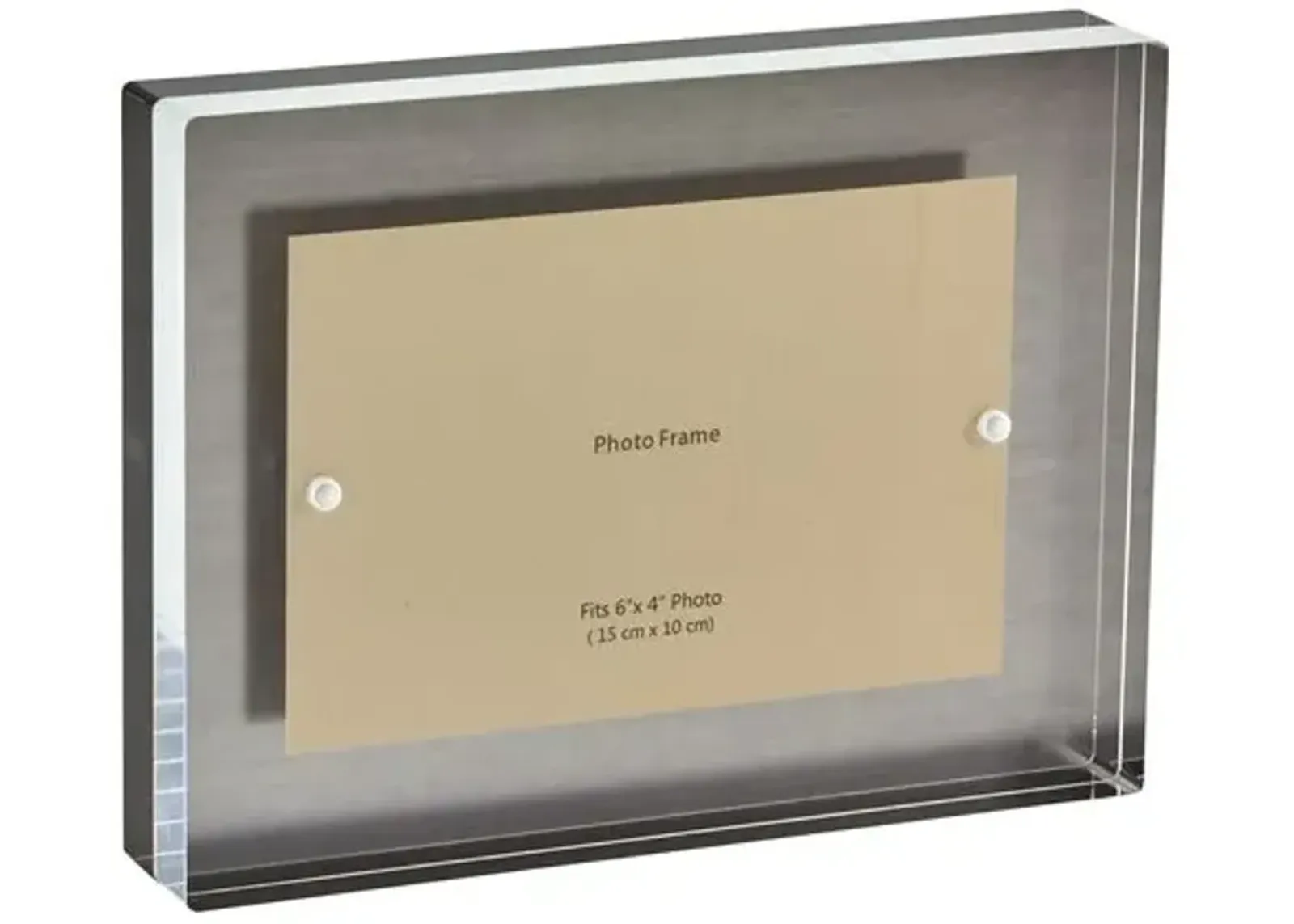 Lucite Floating Block Picture Frame - Silver