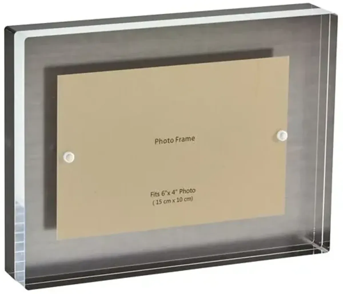 Lucite Floating Block Picture Frame - Silver