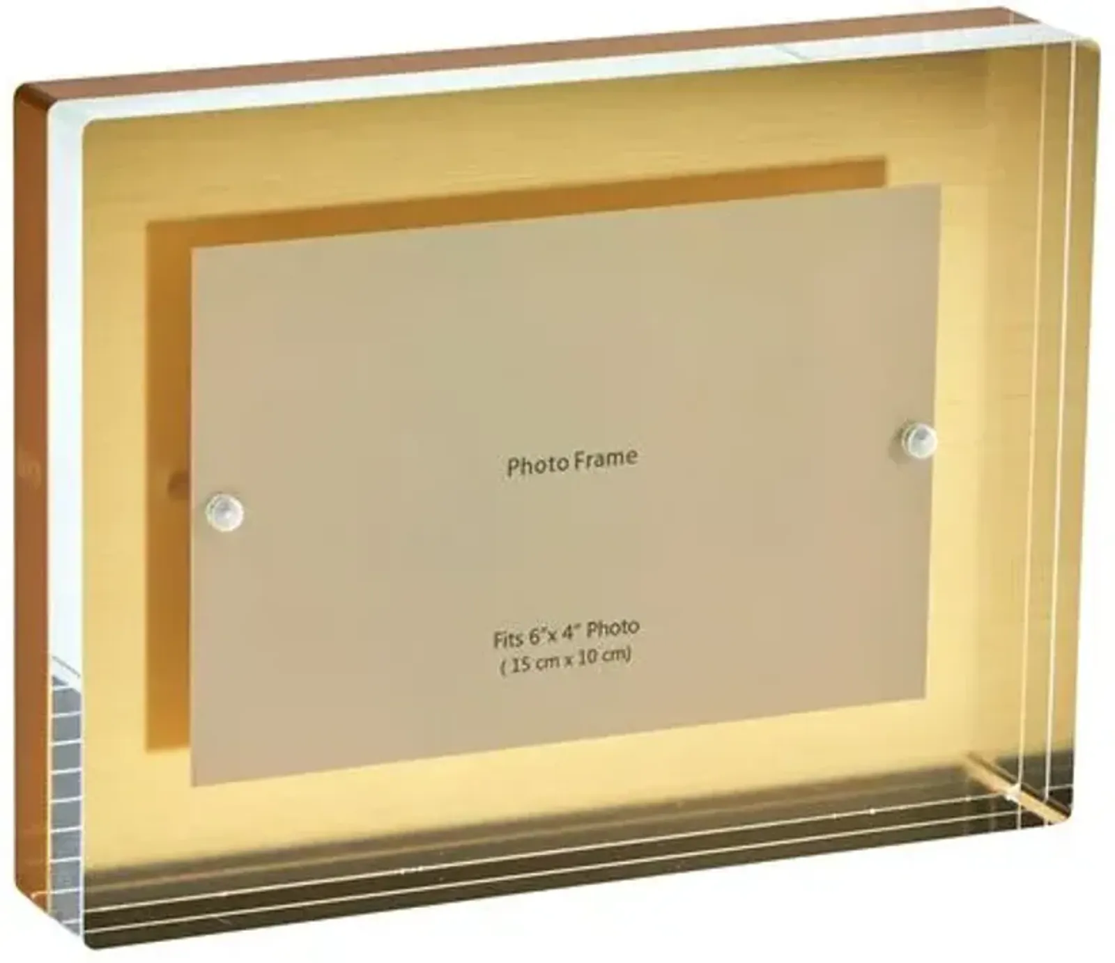 Lucite Floating Block Picture Frame - Gold