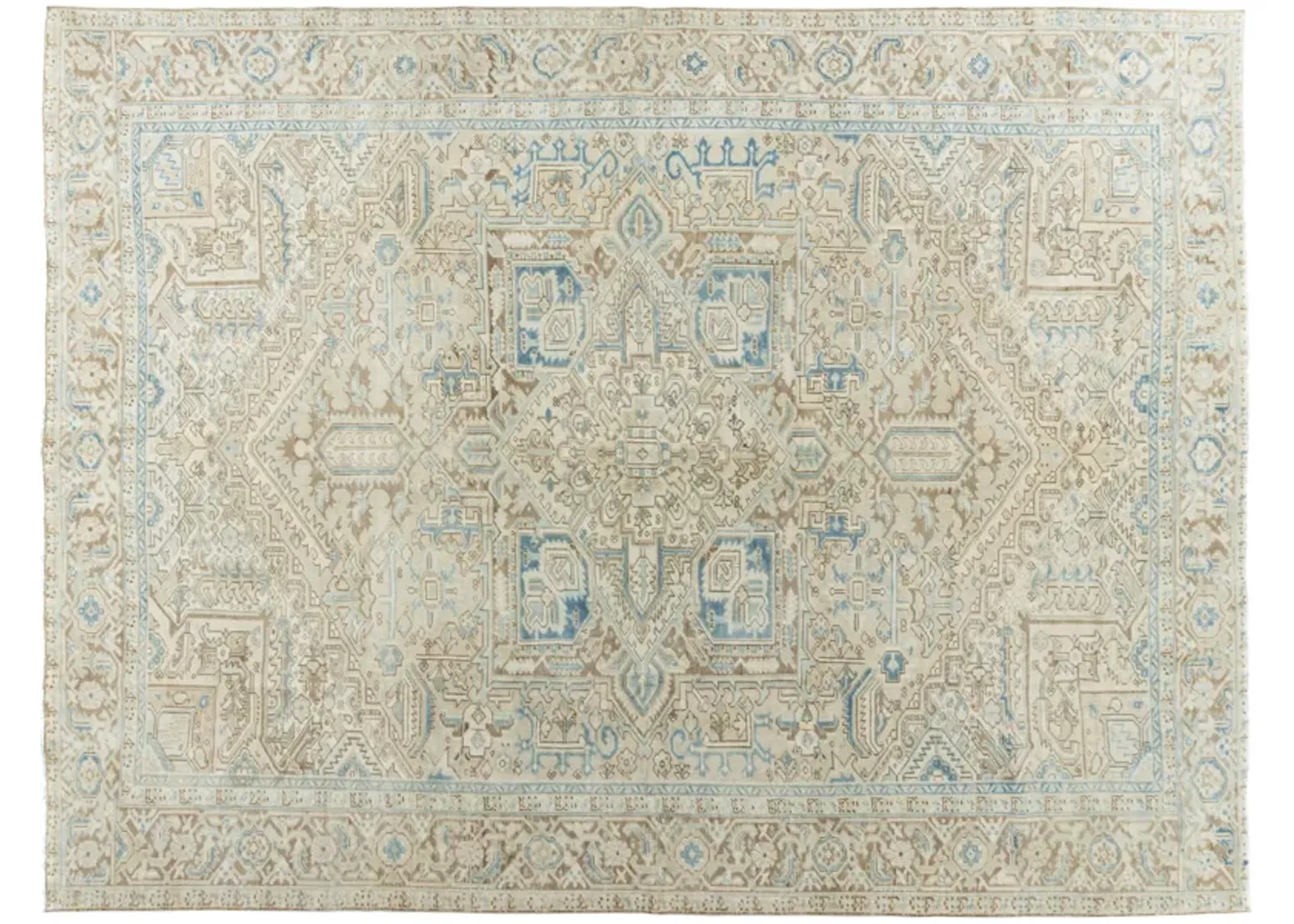 Persian Heriz Rug 9'8 x 12'7 - Blue - Blue