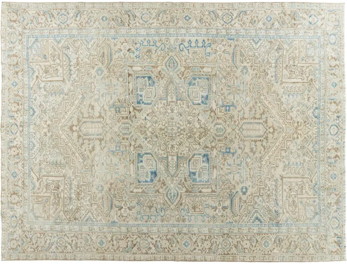 Persian Heriz Rug 9'8 x 12'7 - Blue - Blue