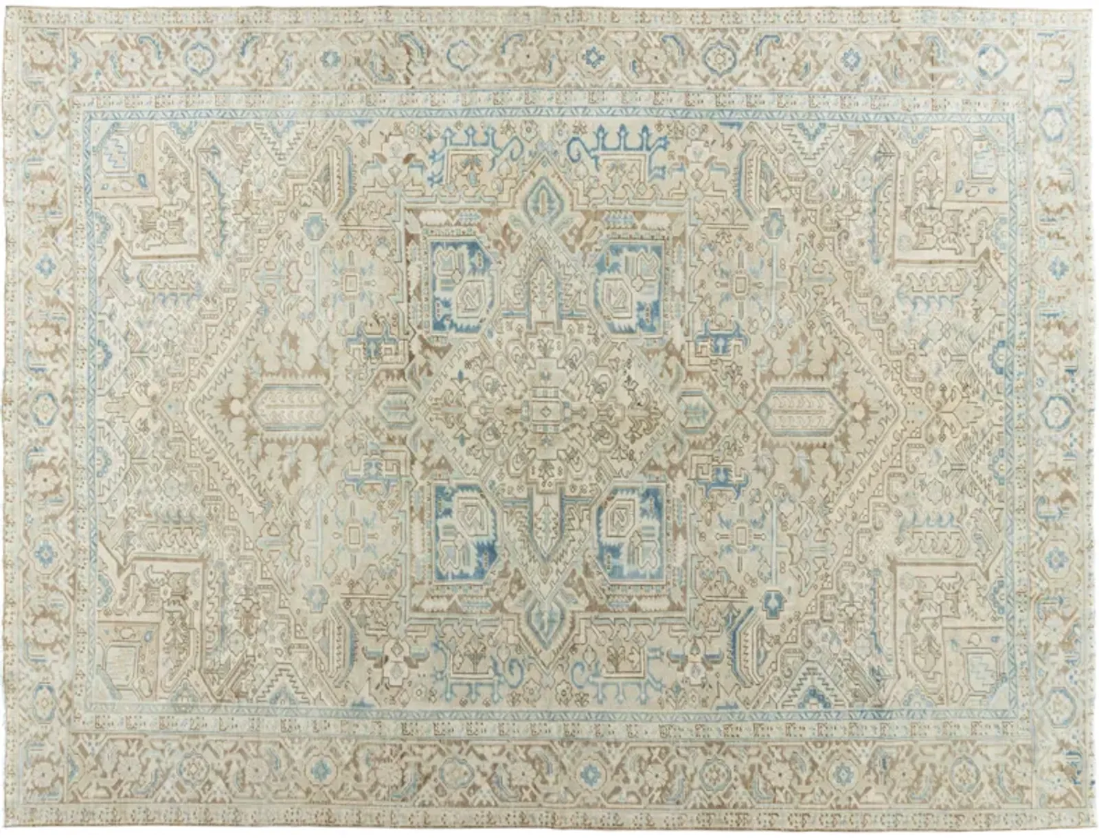 Persian Heriz Rug 9'8 x 12'7 - Blue - Blue