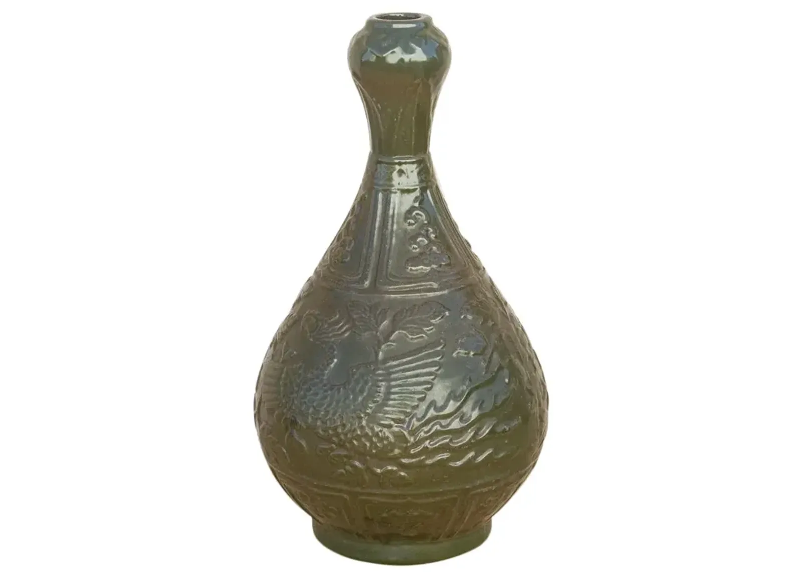 Chinese Amphora Shaped Green Vase - de-cor