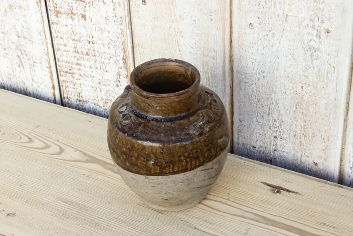 Burmese Brown Glazed Terracotta Pot - de-cor