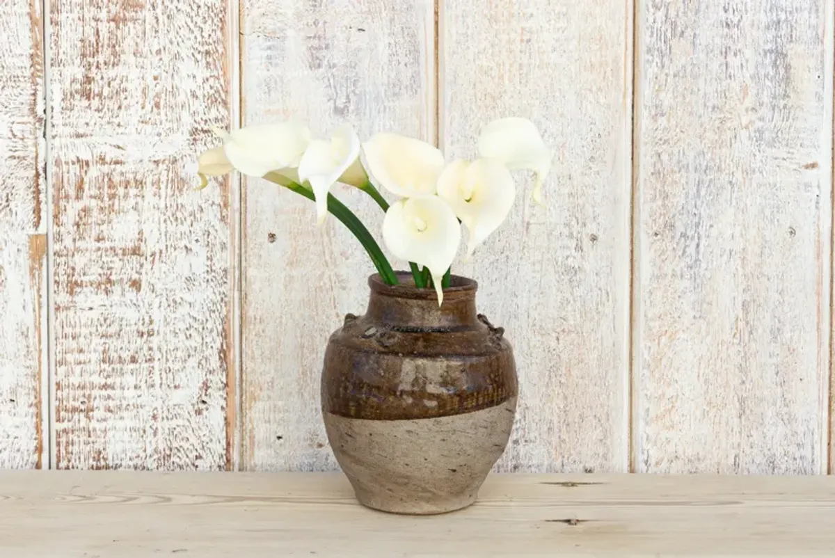 Burmese Brown Glazed Terracotta Pot - de-cor