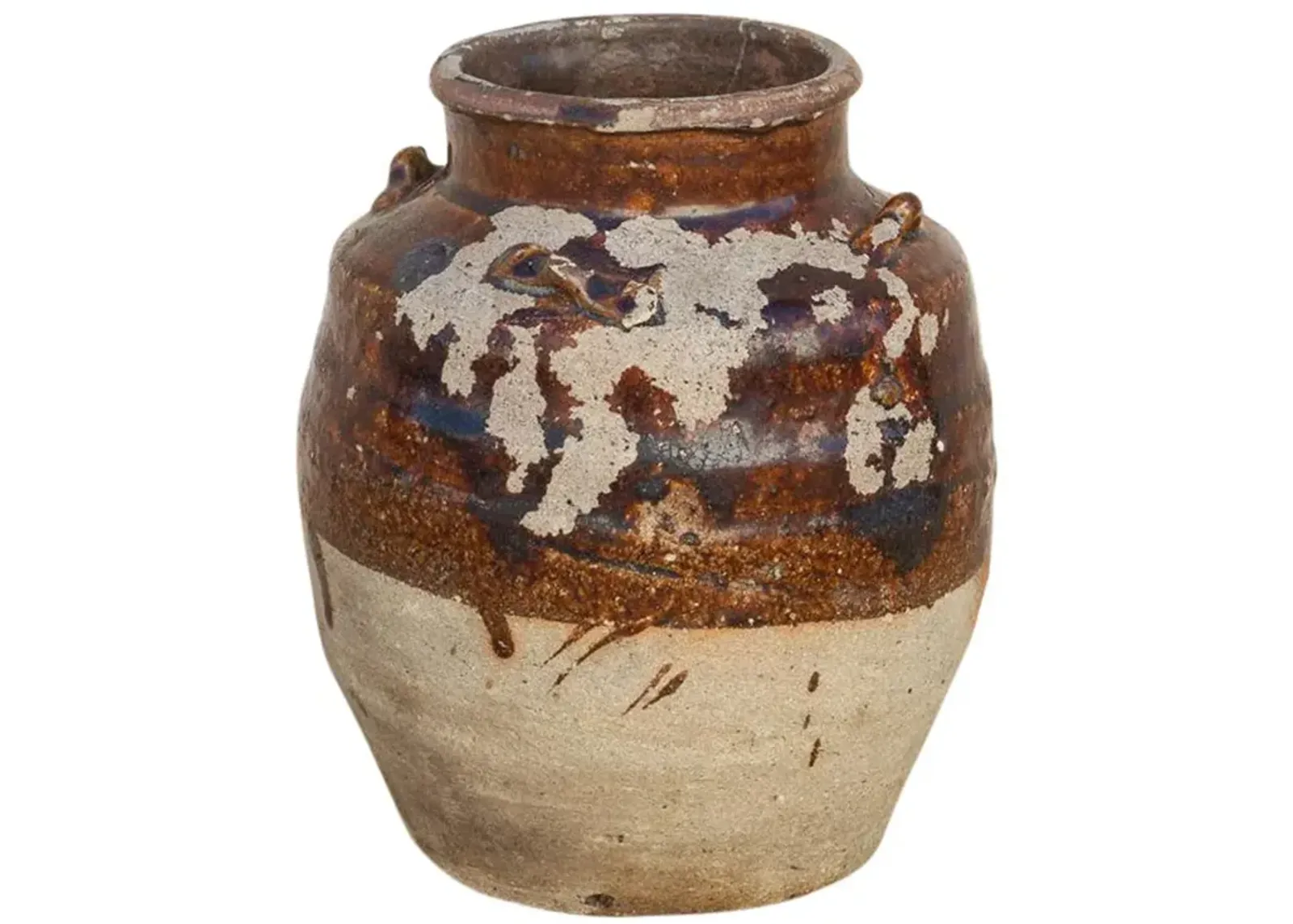 Aged Stoneware Burmese Food Jar - de-cor - Brown