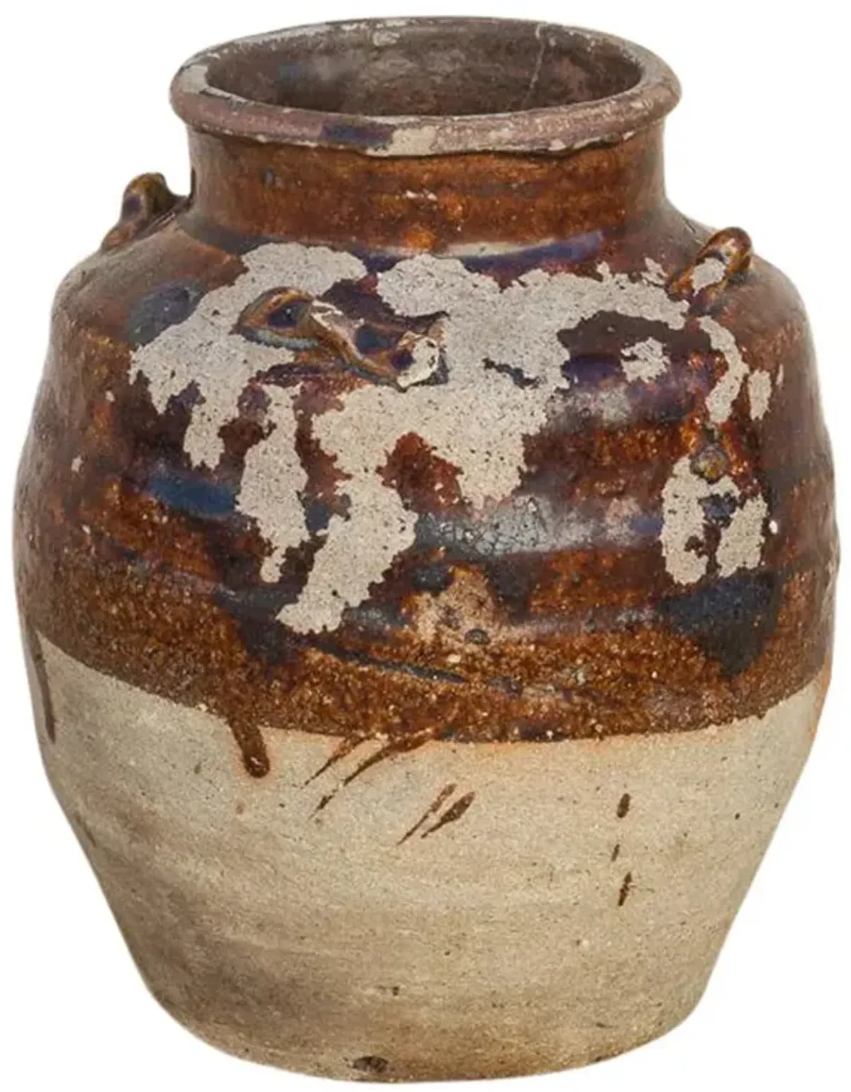 Aged Stoneware Burmese Food Jar - de-cor - Brown