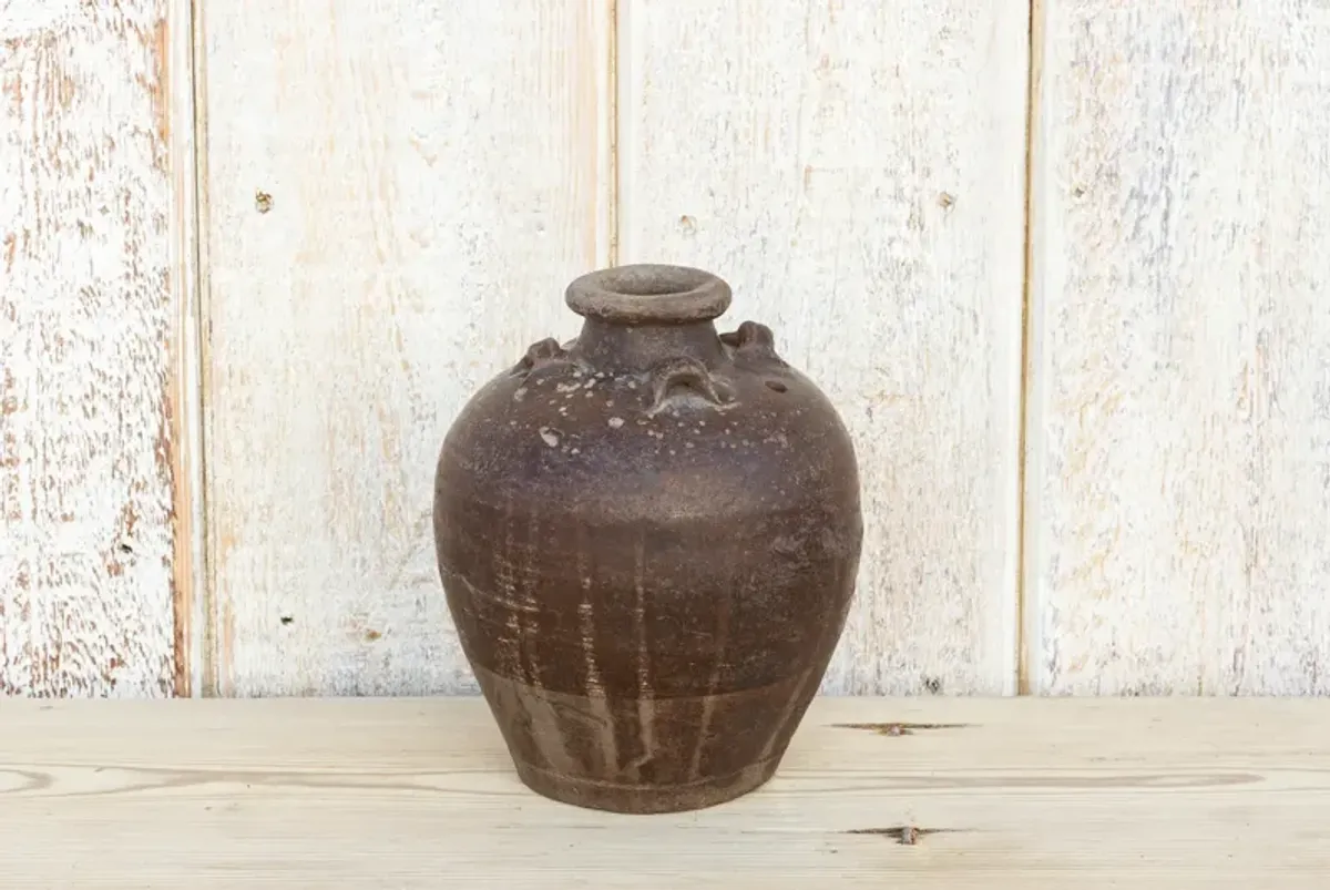 Farmhouse Style Brown Glaze Oil Jar - de-cor