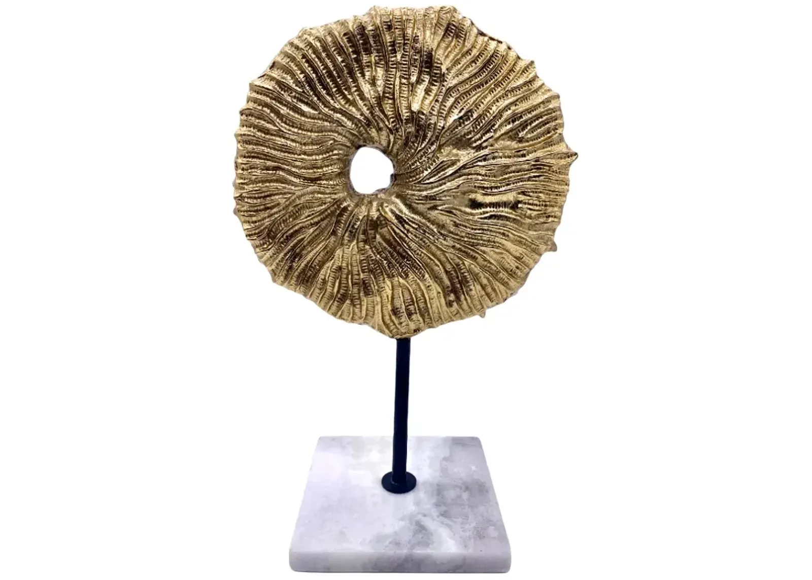 Abstract Ridged Sculpture on Marble - Pilar Collection - Gold