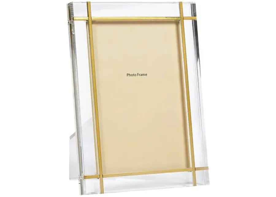 Lucite Gold Inlay Picture Frame - Gold