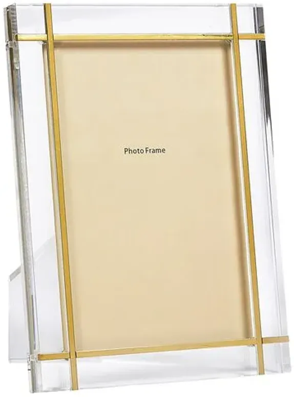 Lucite Gold Inlay Picture Frame - Gold