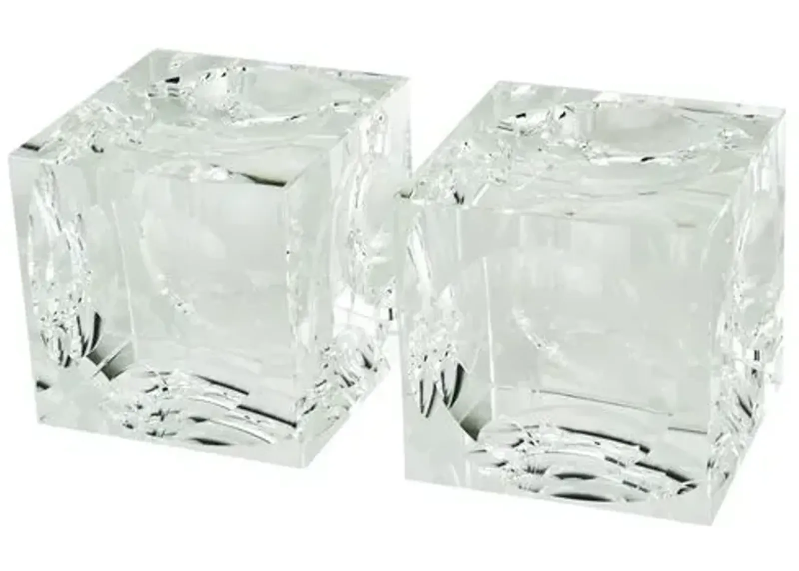 Crystal Cube Bookends - Clear