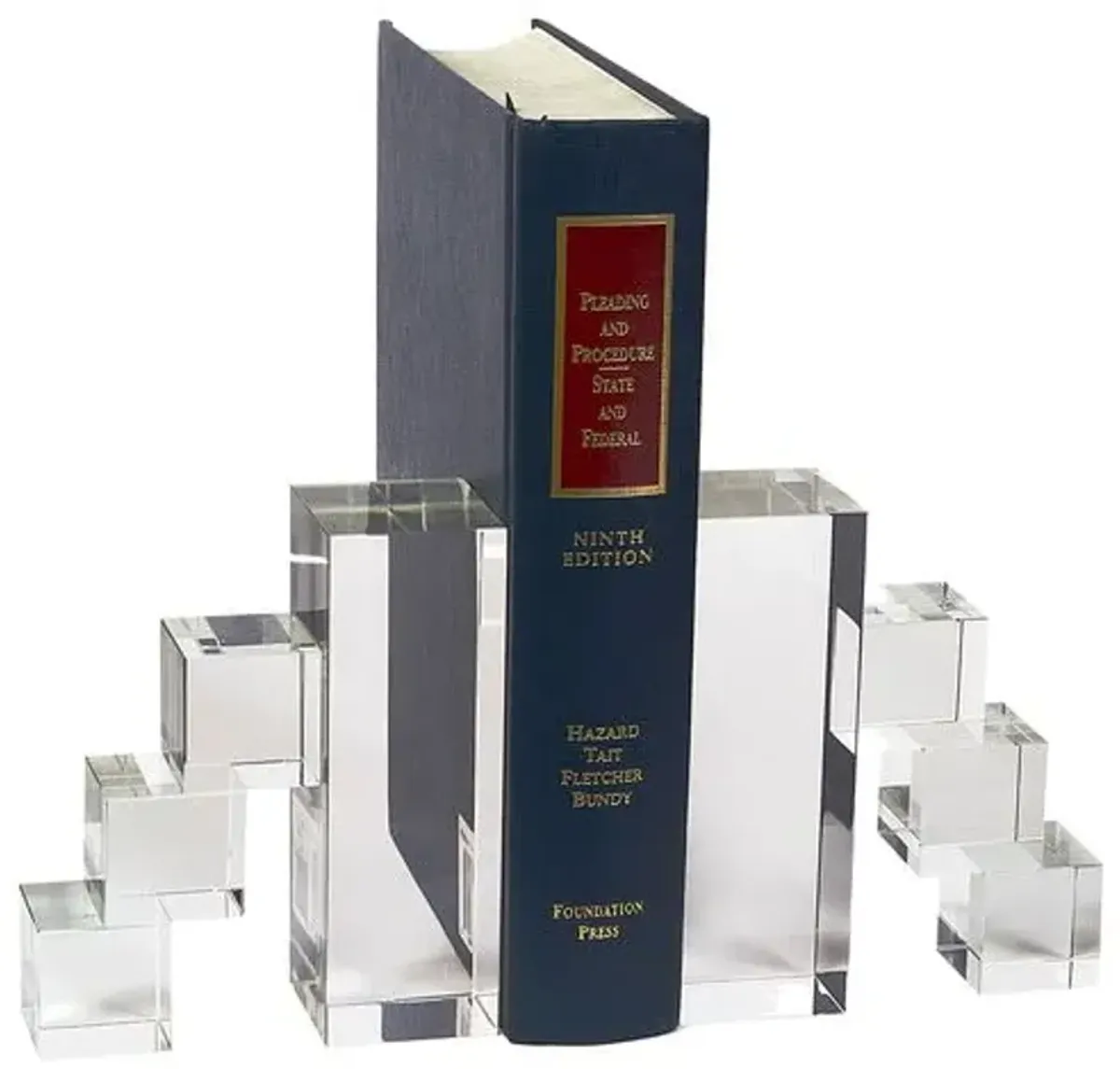 Crystal Block Steps Bookends - Clear