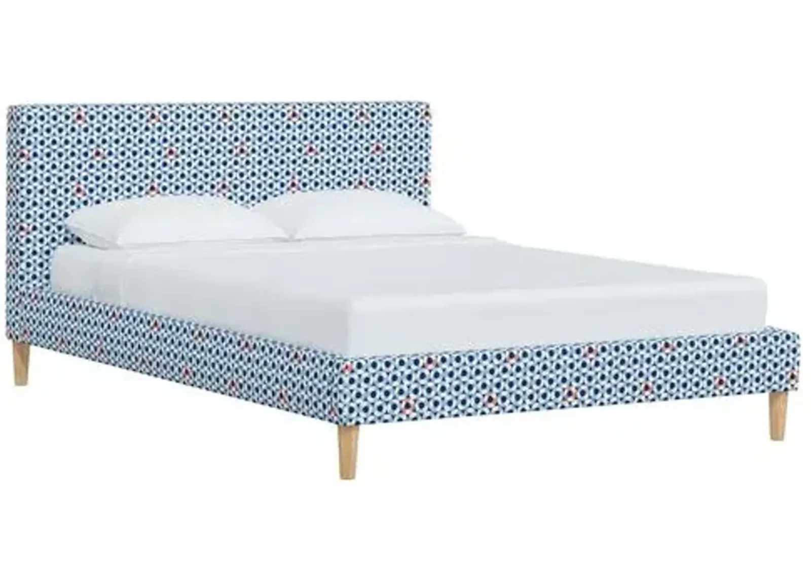 Wilton Platform Bed with Fancy Cone Legs - The Pool Floats - Blue