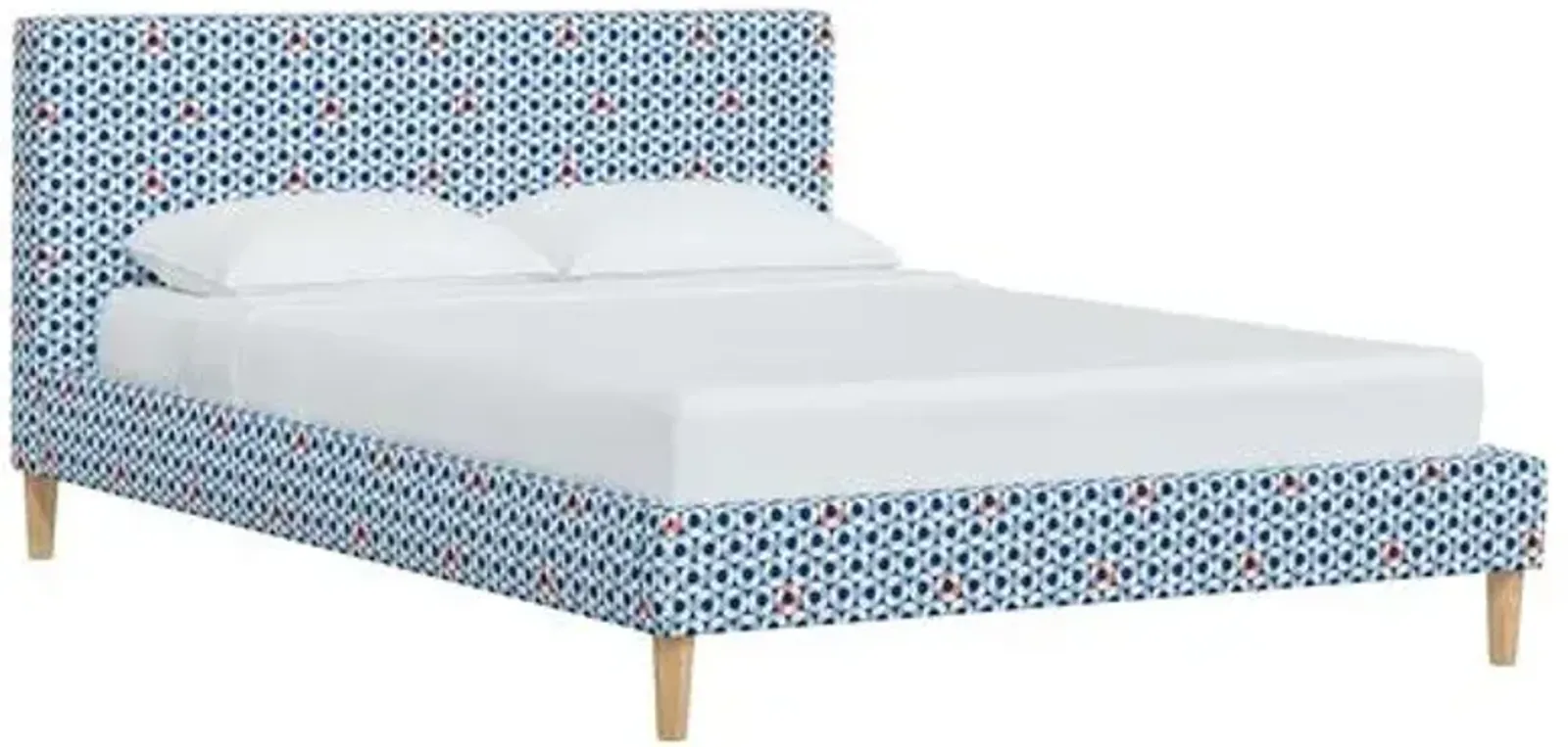 Wilton Platform Bed with Fancy Cone Legs - The Pool Floats - Blue