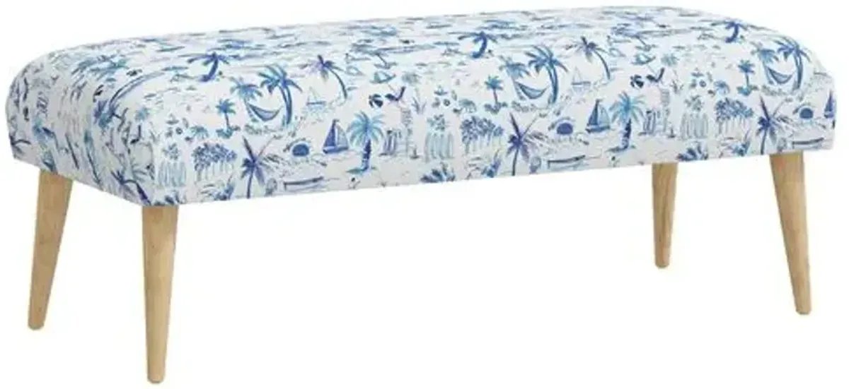 Warner Bench - The Beach Toile - Blue