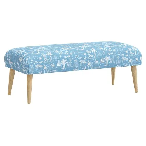 Sully Beach Toile Bench - Blue