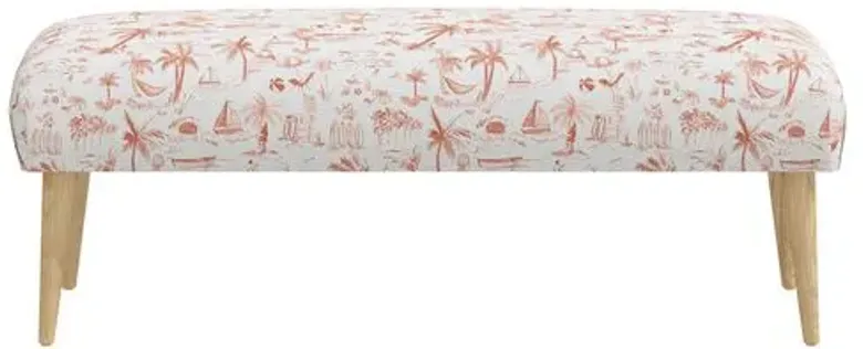 Sully Beach Toile Bench - Coral - Orange