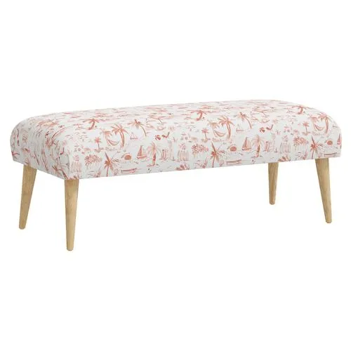 Sully Beach Toile Bench - Coral - Orange