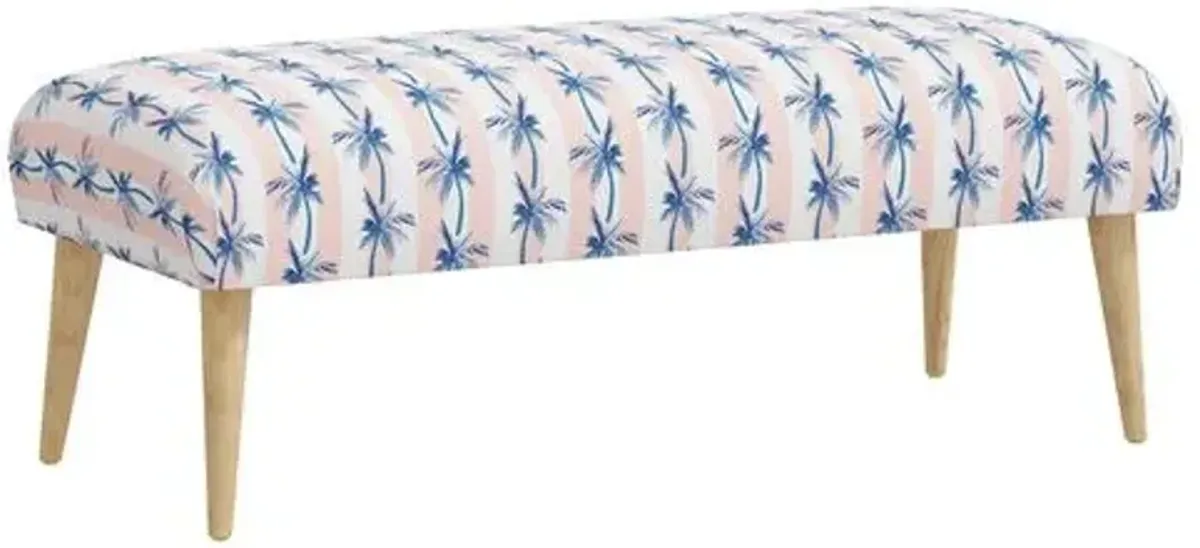 Warner Bench - The Cabana Stripe Palms - Pink