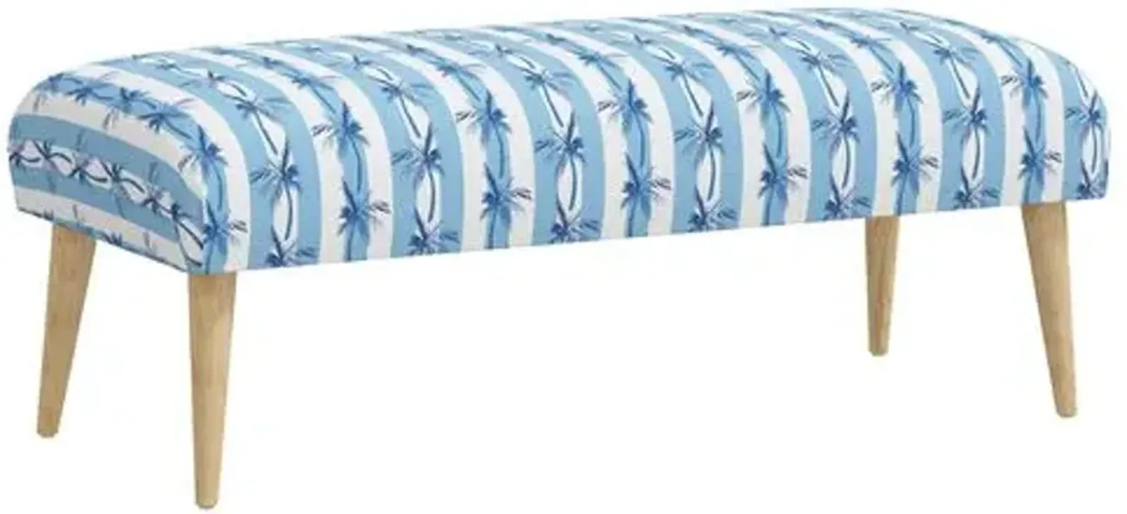 Warner Bench - The Cabana Stripe Palms - Blue