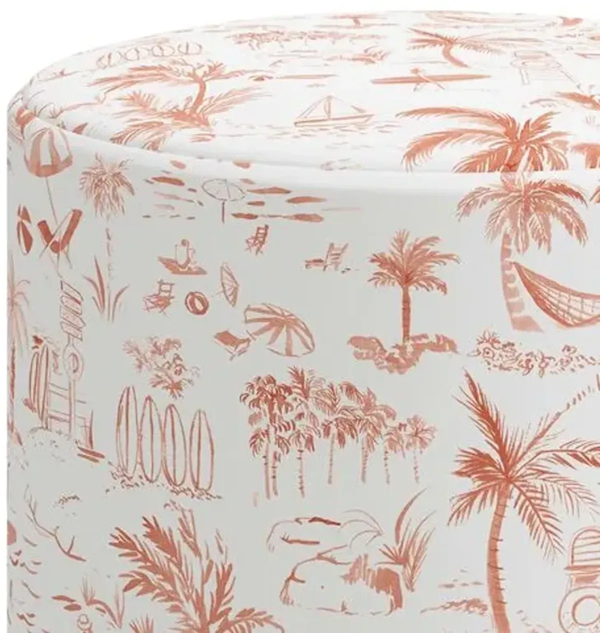 Tambor Ottoman - The Beach Toile - Orange