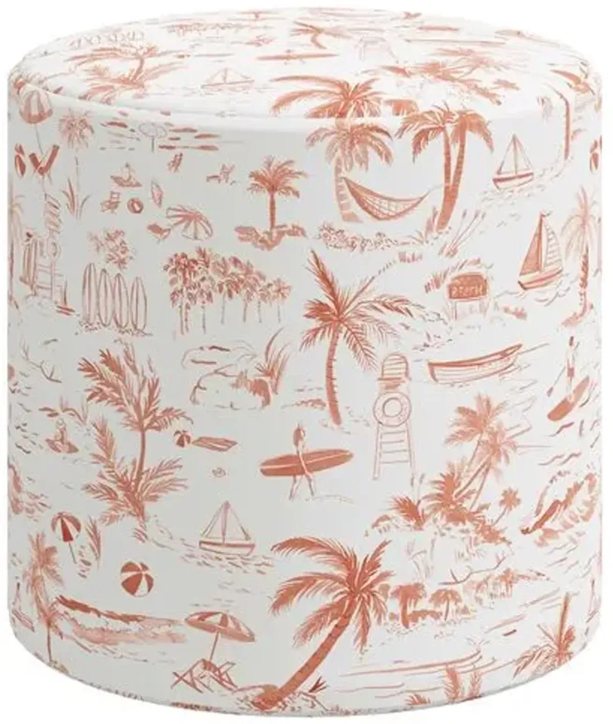 Tambor Ottoman - The Beach Toile - Orange