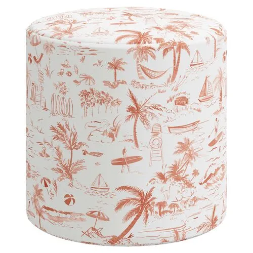 Tambor Ottoman - The Beach Toile - Orange