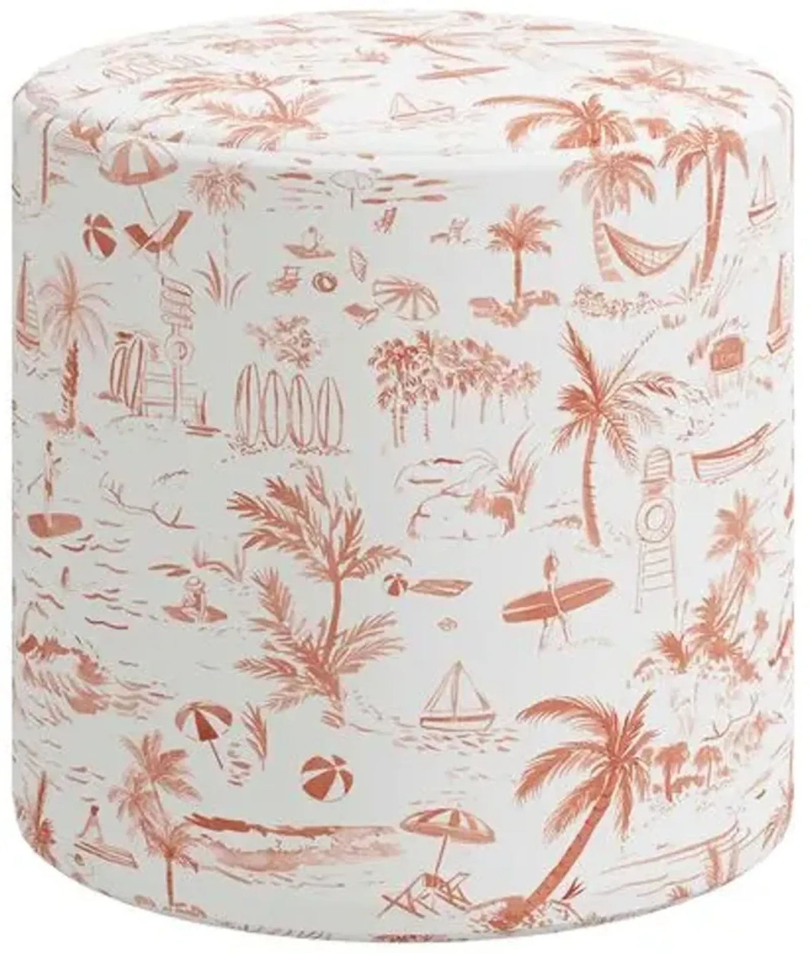 Tambor Ottoman - The Beach Toile - Orange