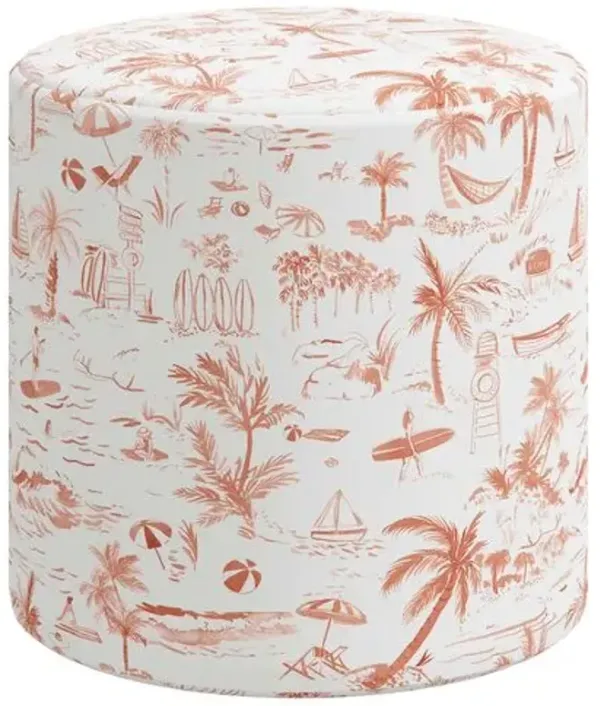 Tambor Ottoman - The Beach Toile - Orange
