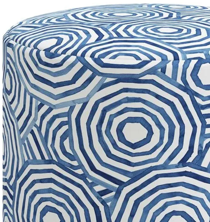 Tambor Ottoman - The Umbrella Swirl - Blue