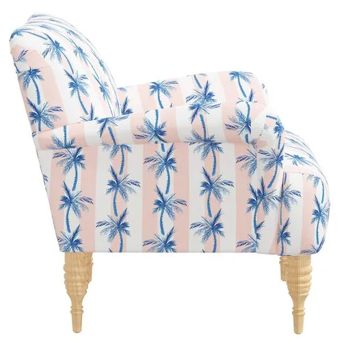 Nicolette Cabana Palm Club Chair - Blush