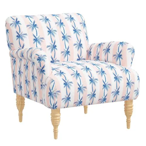 Nicolette Cabana Palm Club Chair - Blush
