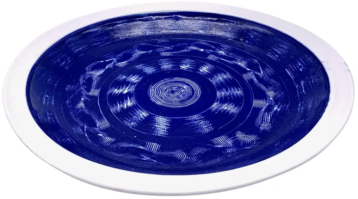 Midcentury Blue Ceramic Center Plate - Pilar Collection