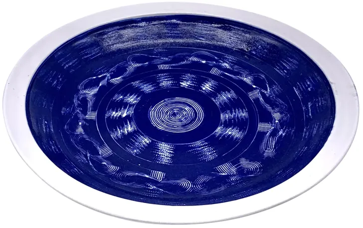 Midcentury Blue Ceramic Center Plate - Pilar Collection