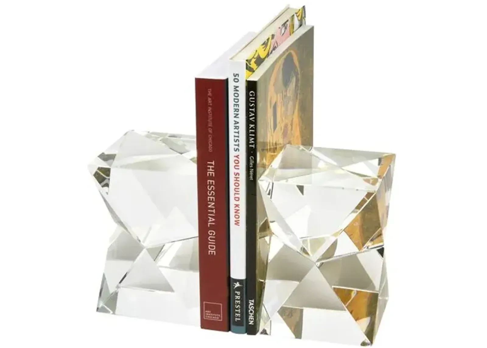 Faceted Rectangle Crystal Bookends - Clear