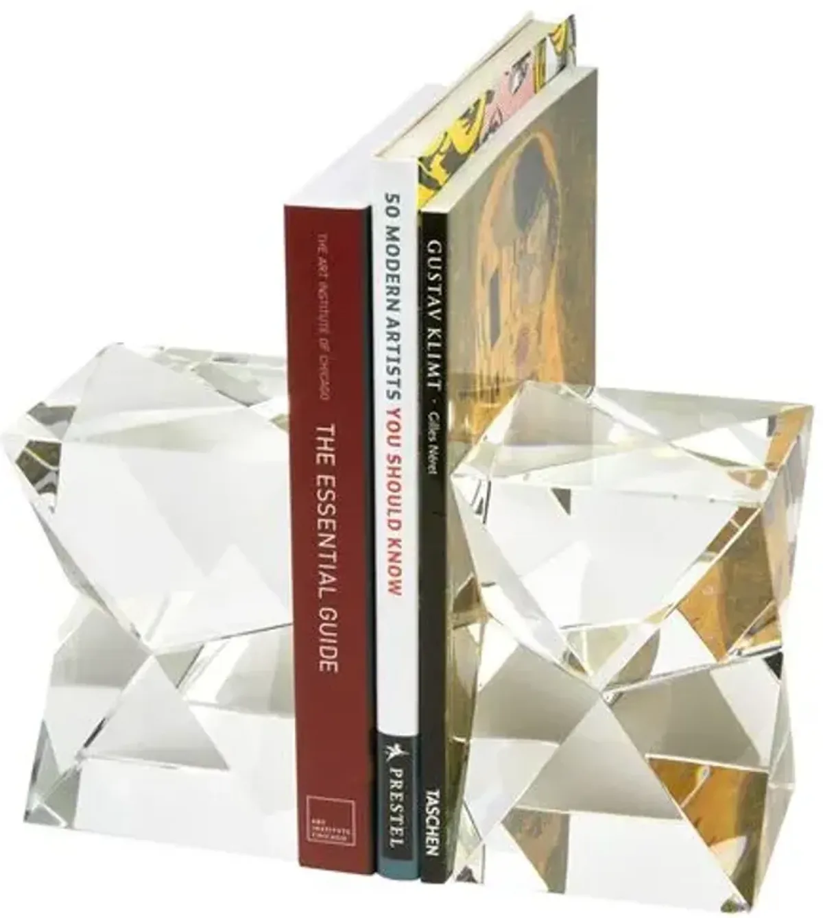 Faceted Rectangle Crystal Bookends - Clear