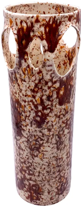 Midcentury Faux Bois Tall Glazed Vase - Pilar Collection - Brown