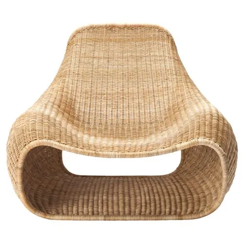 Reese Rattan Lounge Chair - Natural - Beige