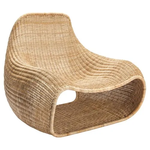 Reese Rattan Lounge Chair - Natural - Beige