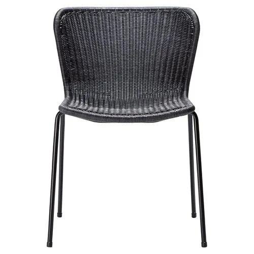 Caden Rattan Outdoor Dining Chair - Charcoal - Black