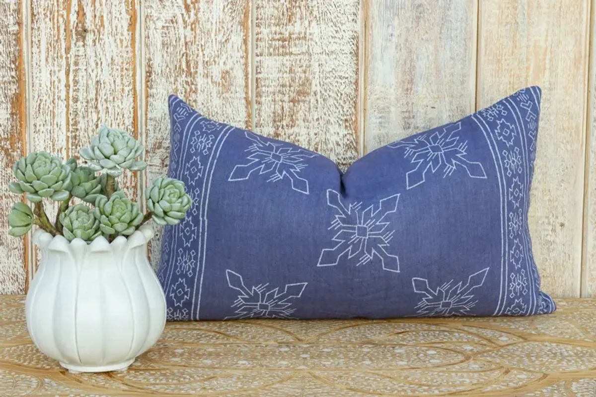 Blue Itzcali Aztec Block Print Pillow - de-cor