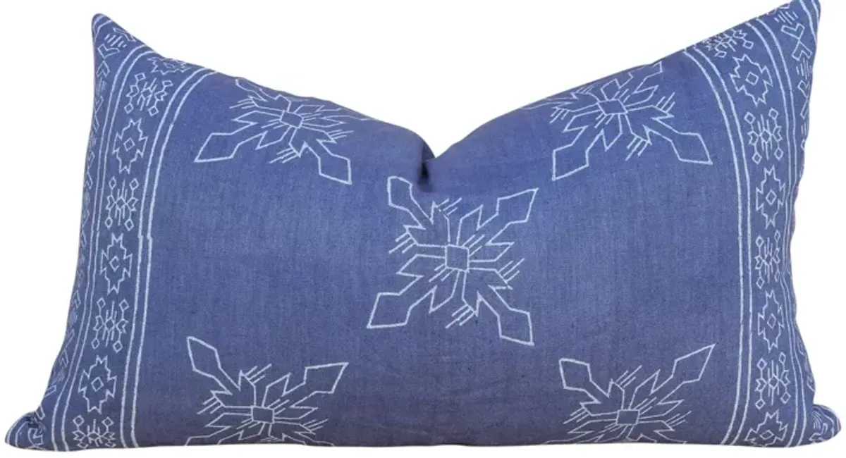 Blue Itzcali Aztec Block Print Pillow - de-cor