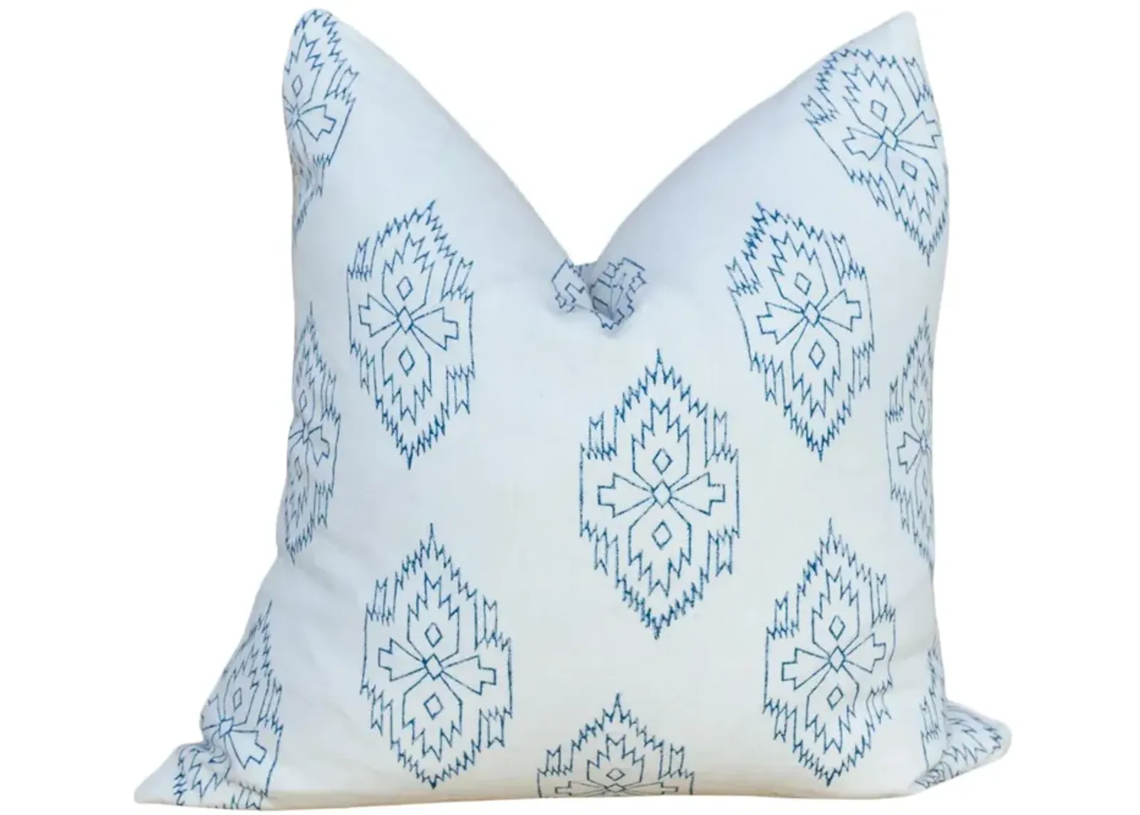 White Chimalli Aztec Block Print Pillow - de-cor