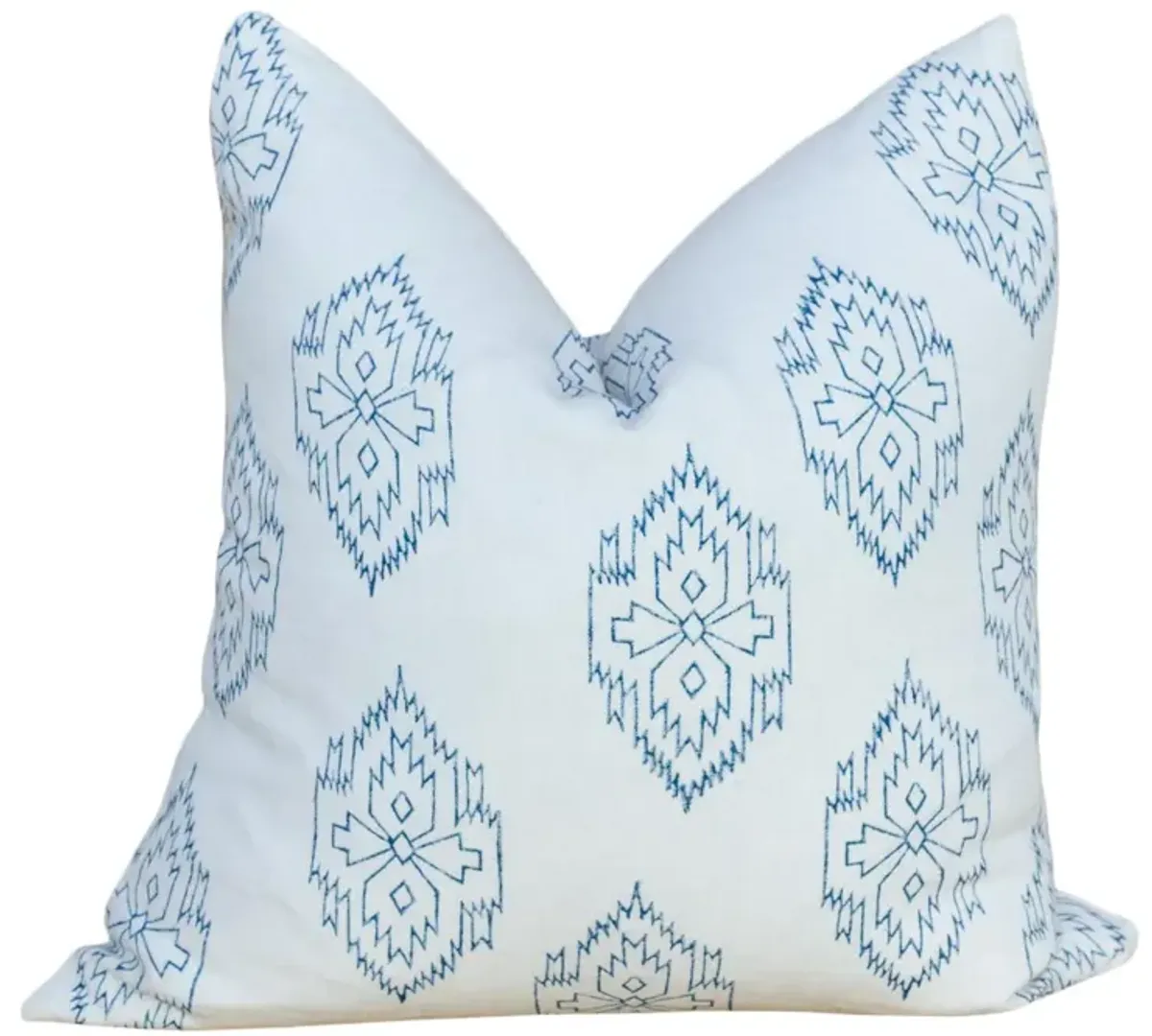 White Chimalli Aztec Block Print Pillow - de-cor